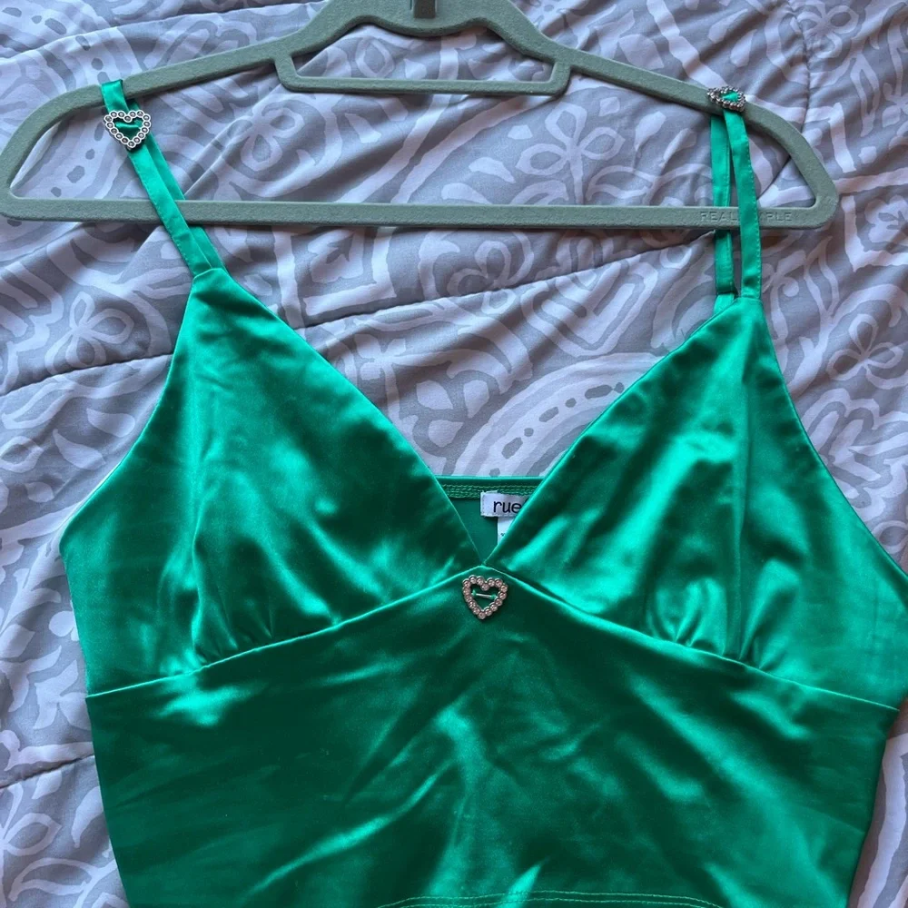 Rue21 Emerald Satin Bralette with Heart Charm - Picture 5 of 6